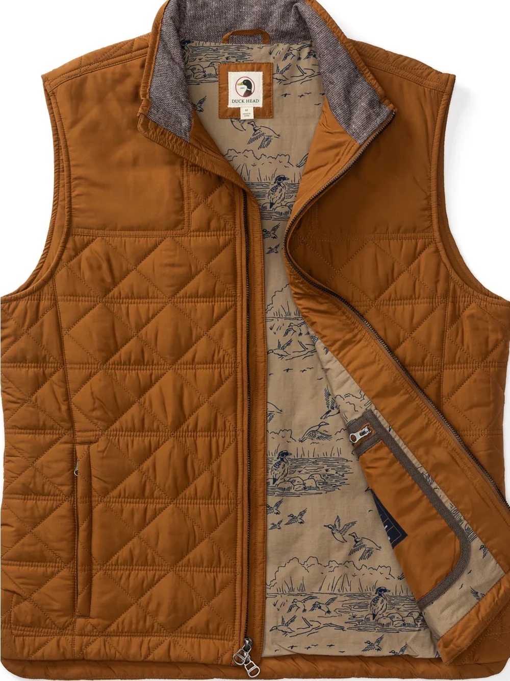 Duck Head Men's Fremont Sport Performance Quilted Vest in Dark Amber XL